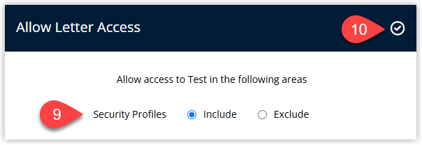 Form Letter Access settings window in RMS displaying access options and checkboxes for which users or areas can use the Digital Registration Card form letter, with an Apply button highlighted to save access settings.