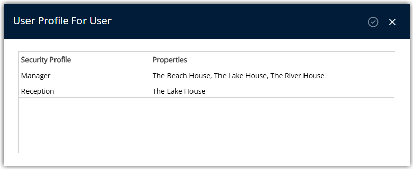 Screenshot of the RMS login flow showing a Security Profile selection dialog that appears after sign-in, listing multiple profiles and associated properties for the user to choose which access level to use for the current session.