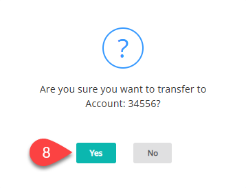 Screenshot of the original account in RMS after the transfer, showing the charges removed or adjusted with references to the charge transfer.