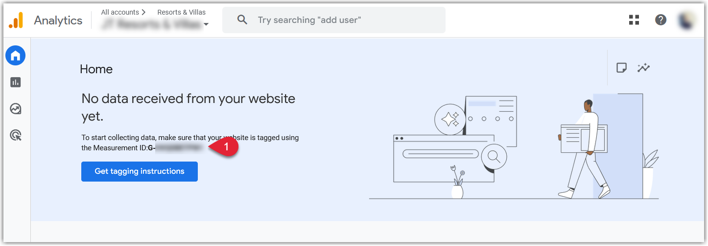 Screenshot of the Google Analytics 4 admin screen showing a web data stream details panel with the Measurement ID field highlighted, displaying a code that begins with “G-XXXXXXXX”.