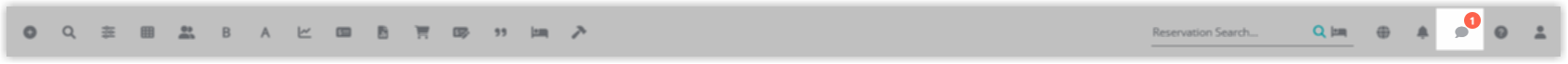 Message Centre in RMS with the Staff message type selected, displaying a list of conversations and one conversation highlighted showing a new message indicator or notification for the recipient.
