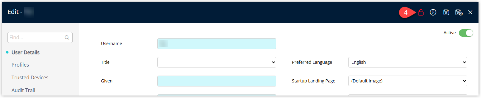 User Details screen in RMS showing user profile information and a Two Factor Device icon or button to begin setting up two-factor authentication