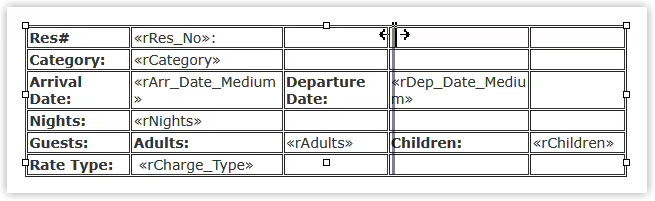 Form Letter editor showing horizontal alignment options applied to the selected table.