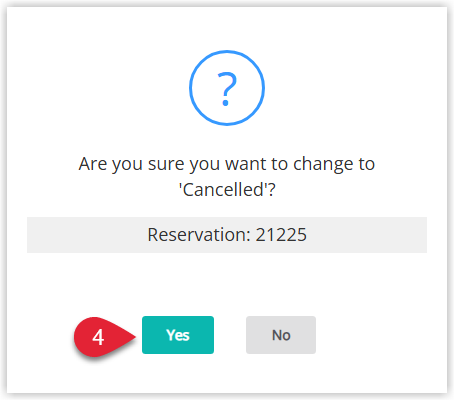 RMS confirmation dialog asking to confirm cancellation of the Master Reservation, with a Confirm button highlighted to proceed with cancelling all linked reservations in the group.