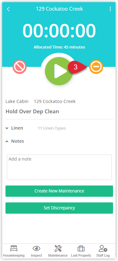 Annotated screenshot of the Staff Portal task screen in RMS highlighting the Not Required minus button