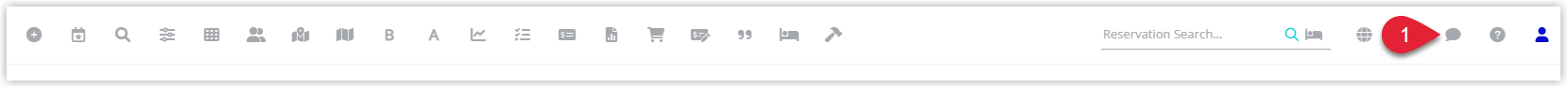 RMS main toolbar showing the Message Centre icon highlighted, with the Message Centre panel open displaying a list of messages and the Scheduler message type available for selection.