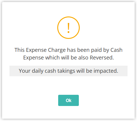 Screenshot of the confirmation dialog in RMS asking the user to confirm that they want to void the selected paid out charge on the account.