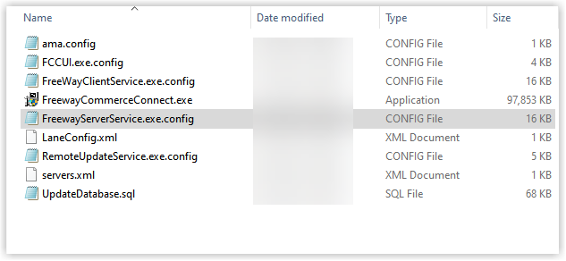FreewayServerService configuration file open in Notepad, showing XML settings including the floorLimit value.