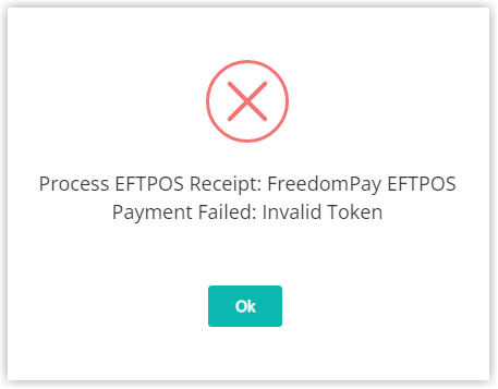 RMS transaction details screen displaying the FreedomPay response message and code returned from Freeway for a test payment.