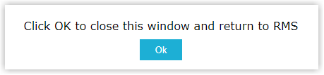 Airbnb connection confirmation pop‑up with an OK button to return to RMS