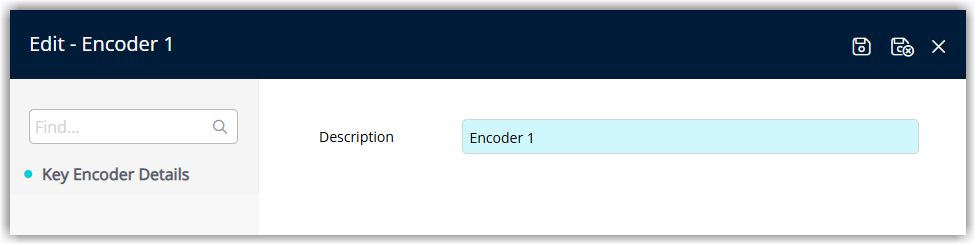 Screenshot of the Add Key Encoder window in RMS showing the Encoder Name field (for example "Front Desk Encoder 1") and a Save/Exit button to add the Vostio encoder.