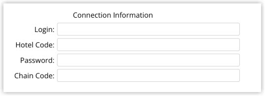 Screenshot of the Connection Information fields for the Hoseasons (One Connect) channel showing the Login, Hotel Code, Password and Chain Code fields