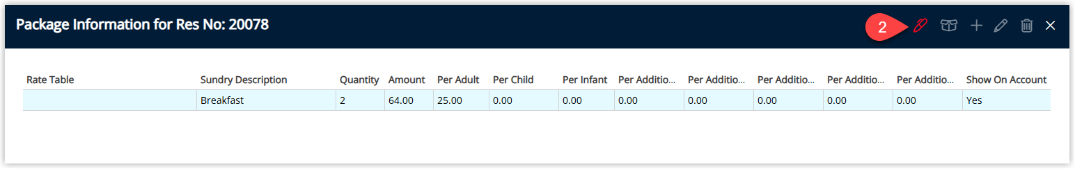 Annotated screenshot of the Package Information dialog in RMS highlighting the Manual Override icon
