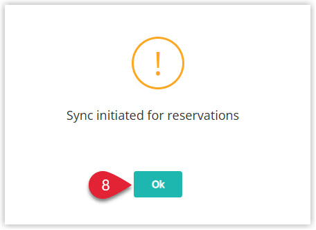 Annotated screenshot of the sync confirmation message in RMS highlighting the Ok button