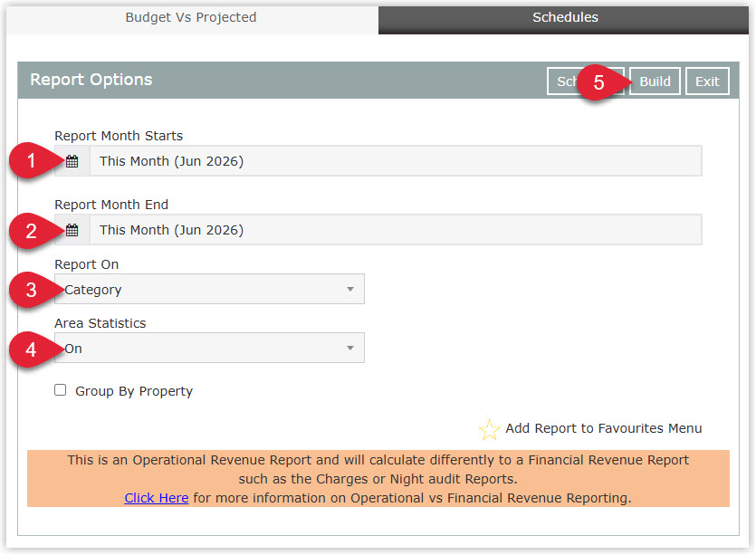 Report build screen for the Budget vs Projected report including options to select.jpg