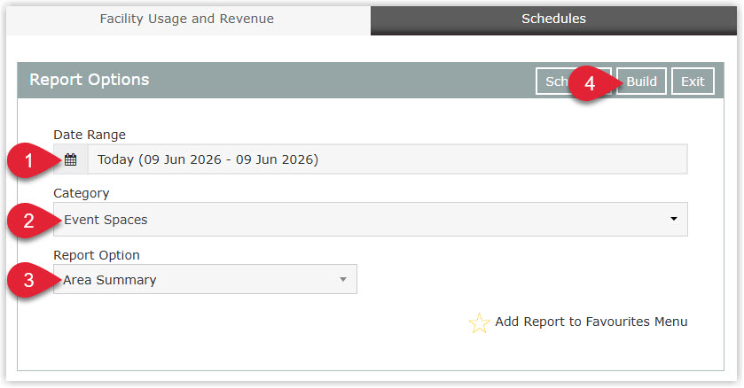 Build screen for the Facility Usage and Revenue report.jpg