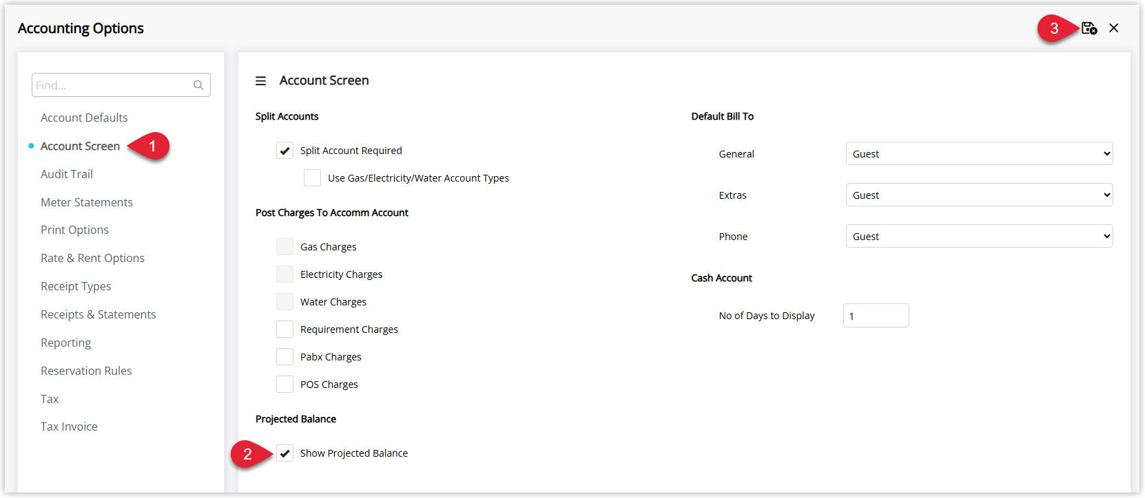 Accounting Options and accounting screen tab highlighting show projected balancec option to activate.png