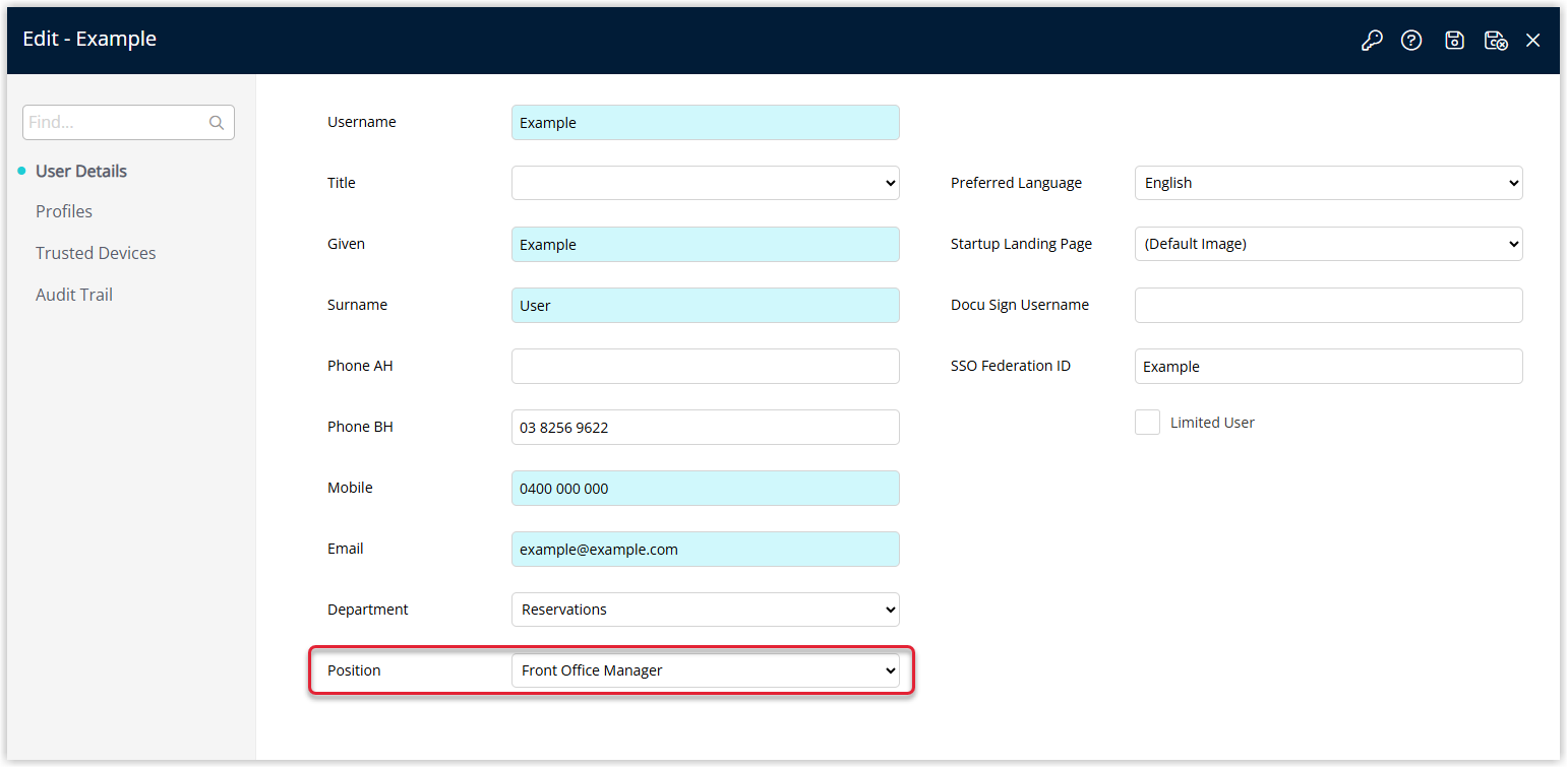 User screen showing an assigned Position.png