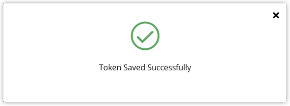 Screenshot of the Token Saved Successfully confirmation in the Guest Portal