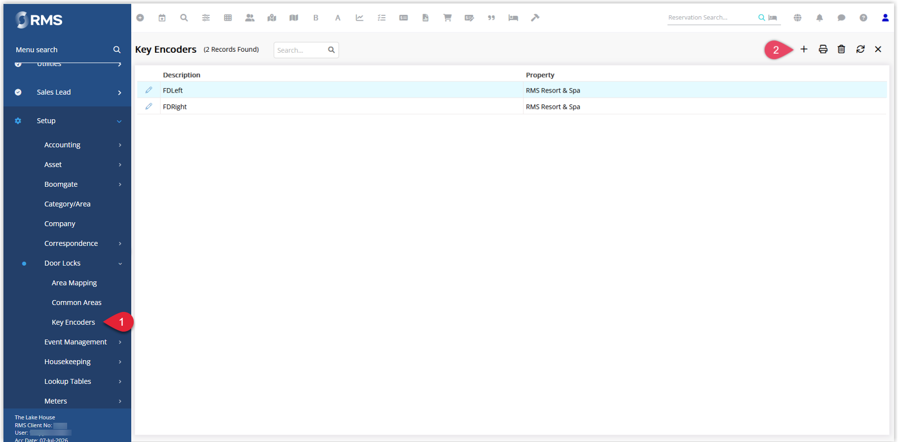 Annotated screenshot of the Key Encoders list in RMS with the Key Encoders menu item and the Add icon highlighted.png