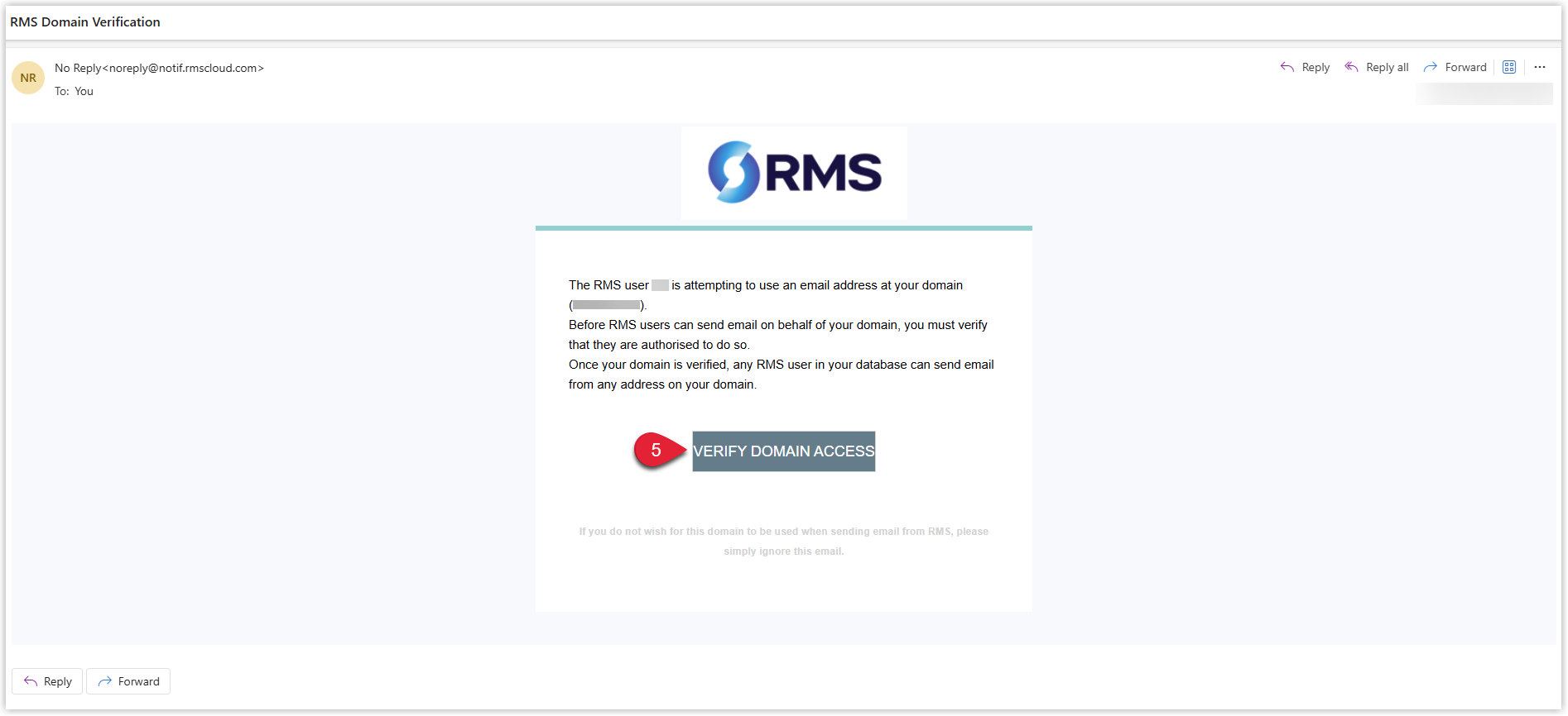 Screenshot of received email with Verify Domain access button for client to client to verify.png